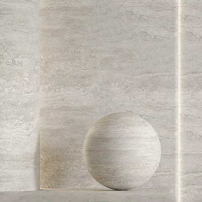 Elegant Natural Marble Wall Components With Textured Surface And Smooth Sphere 3d model