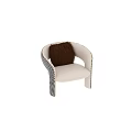 Stylish Single Sofa With Beige Seat Black And White Checkered Armrest And Brown Furry Pillow