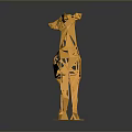 Golden Polygonal Deer Sculpture With Abstract Geometric Design And Shiny Surface