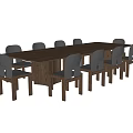 Wooden Dining Table Set With Gray Chairs For Modern Dining Space 3d model