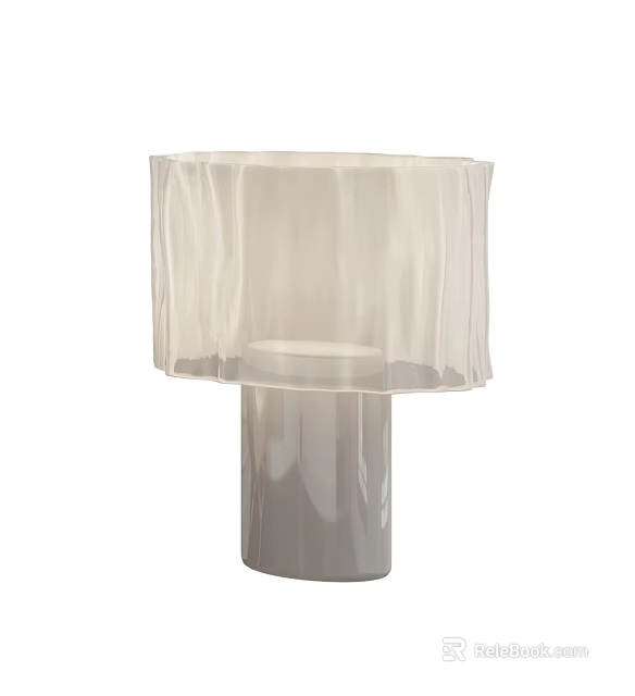 Elegant Modern Table Lamp With Ruffled Linen Shade And Sleek Ceramic Base 3d model