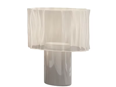 Elegant Modern Table Lamp With Ruffled Linen Shade And Sleek Ceramic Base 3d model
