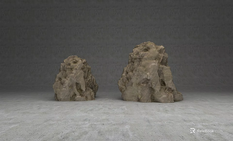 Organic Rough Stone Wood With Natural Textured Surface On Gray Background 3d model 