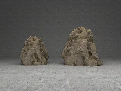 Organic Rough Stone Wood With Natural Textured Surface On Gray Background 3d model