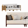 New Chinese-style Multi-person Straight-row Sofa 3d model