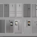Variety of Modern Refrigerators and Freezers With Digital Screens and Stainless Steel Finish