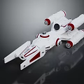 White and Red Cosmic Spaceship Model with Multiple Thrusters and Aerodynamic Structure 3d model