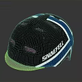 Black Tactical Weapon Helmet Featuring Blue White Stripes And SNAEFEL Branding