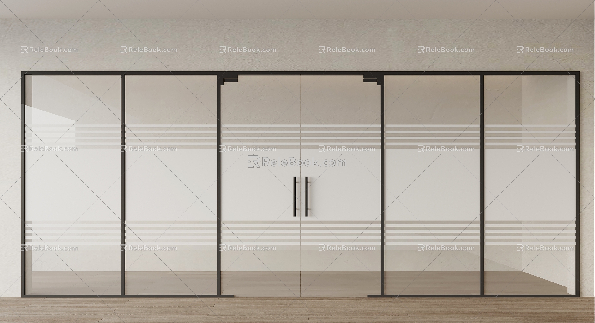 double open glass door 3d model