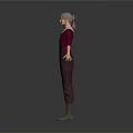 A Woman in Maroon V Neck Top and Dark Pants with Brown Boots Arms Outstretched