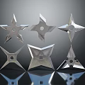 Traditional Metal Shuriken Weapon With Star Shaped Blades And Various Designs