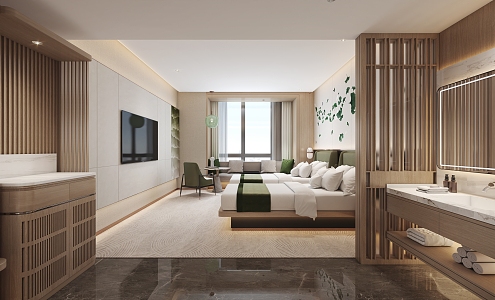 Modern Room Hotel Twin Room Standard Room 3d model