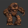 Stone Giant Sculpture With Block Like Stone Structure Standing Pose Fantasy 3D Art
