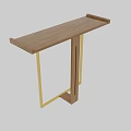 Modern Functional Desk With Walnut Wooden Tabletop And Golden Metal Legs For Home Office Use