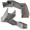 Modern Concrete Staircase Design With Wooden Treads And Metal Railings