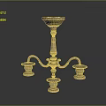Ornate Brass Candelabra Furniture Featuring Three Candle Holders And Carved Details