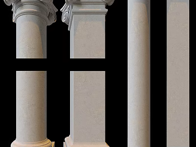 Classical Roman Columns With Detailed Carvings And Stone Architectural Design 3d model