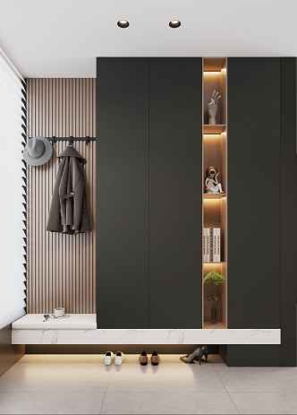 Black White Grey Shoe Cabinet Entrance Cabinet 3d model