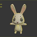 White Cartoon Rabbit Plush Toy With Big Blue Eyes Pink Ears Yellow Belly Orange Paws