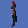 Striking Game And Movie Character With Red Hair Black Cape And Long Boots