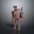 Vintage Pink Robot Character With Mechanical Body Antenna And Metal Joints