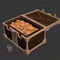 Open Wooden Storage Chest With Golden Decorations Filled With Gold Coins And Lock Beside