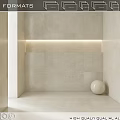 Modern Interior Wall Components with Beige Tiles Recessed Light and White Sphere 3d model