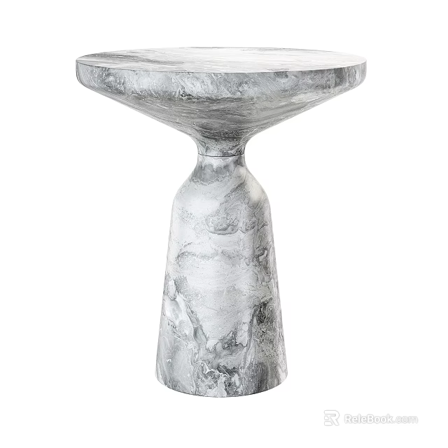 Modern Elegant Side Table With Marble Texture Round Top Sculptural Base Living Room Decor 3d model 