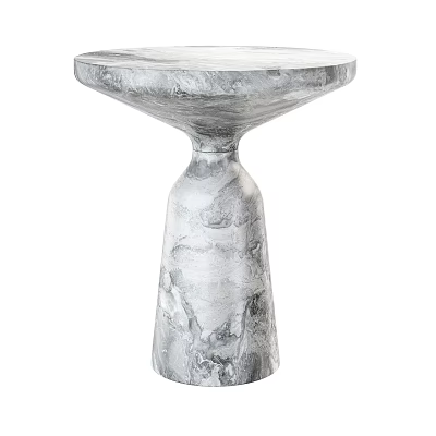 Modern Elegant Side Table With Marble Texture Round Top Sculptural Base Living Room Decor 3d model