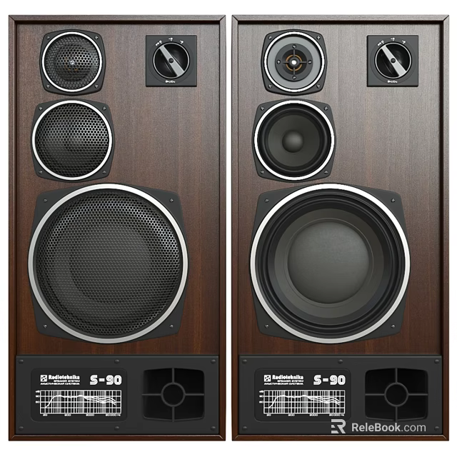 Technics S90 Wooden Floorstanding Speakers With Multiple Drivers And Classic Design 3d model 