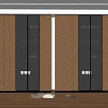 Modern Wooden Wine Cabinet with Glass Doors Holding Wine Bottles and Glasses in Contemporary Interior