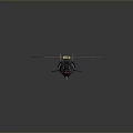 Black Low Poly Helicopter Model With Geometric Shapes Rotors And Yellow Tail On Dark Background