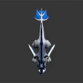 Fantasy Dragon Character 3D Model With Blue Spiky Horns White Body And Green Eyes