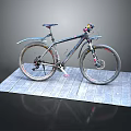 Mountain Bike With Fenders Displayed On Wooden Platform Against Black Background