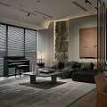 Modern Dark Style Open Plan Living And Dining Room Interior Design With Comfortable Elegant Furnishings