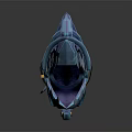 Futuristic Blue Mechanical Weapon With Shark Head Design And Metallic Details