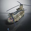 Realistic Military Transport Helicopter 3D Model With Dual Rotors And Camouflage Paint