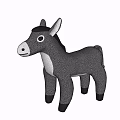 Cute Brown Stuffed Donkey Toy with White Belly Black Ears and Hooves on White Background
