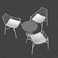 Modern Round Table And Chairs Set With Wireframe Backs And Light Cushions 3d model