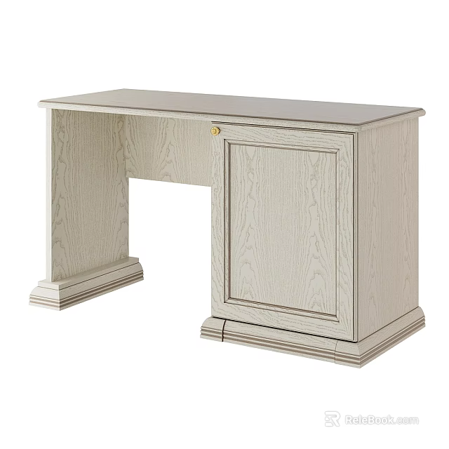 Light Wooden Desk With Classic Design Single Cabinet And Smooth Tabletop Surface 3d model 