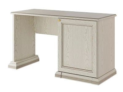 Light Wooden Desk With Classic Design Single Cabinet And Smooth Tabletop Surface 3d model