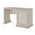 Light Wooden Desk With Classic Design Single Cabinet And Smooth Tabletop Surface