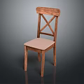 Wooden Dining Chair With Cross Back Design And Light Colored Padded Seat