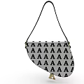 Stylish Bag With Black Strap Repeating A Letters And Eiffel Tower Charm 3d model