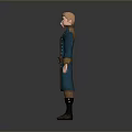 A Man Wearing Blue Coat White Shirt Brown Pants And Black Boots 3D Character