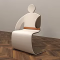 Modern Single Chair With Unique Human Shape Design White Leather And Metal Frame