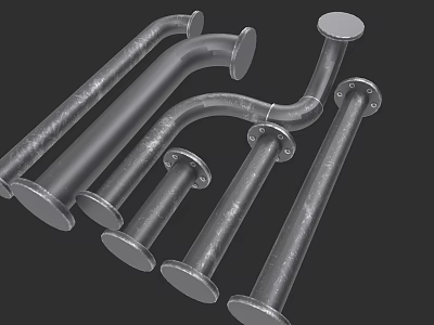 Industrial Metal Piping Components With Flange Connections Curved Straight Designs For Industrial Systems 3d model