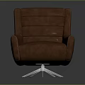 Stylish Modern Brown Leather Armchair With Ergonomic Design And Metal Base