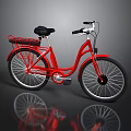 Stylish Red City Bicycle With Black Seat Silver Handlebars And Rear Rack On Dark Background