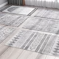 Modern Square Rugs with Geometric Patterns and Gray White Tones for Home Interior 3d model